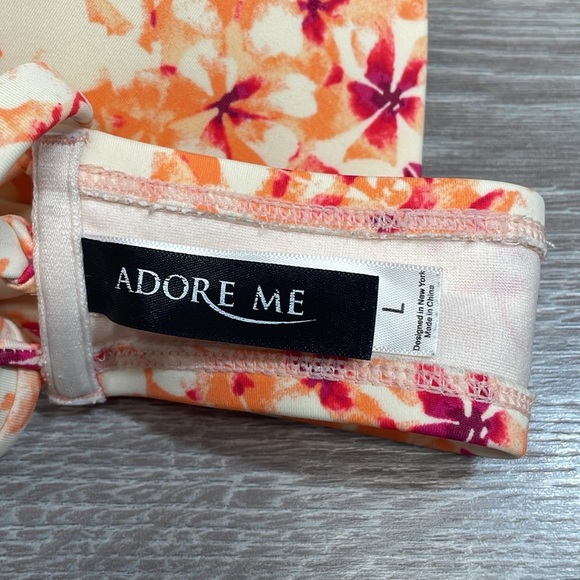 Adore Me Bikini Top Strappy Crossback Padded Watercolor Orange Floral L - Picture 8 of 10
